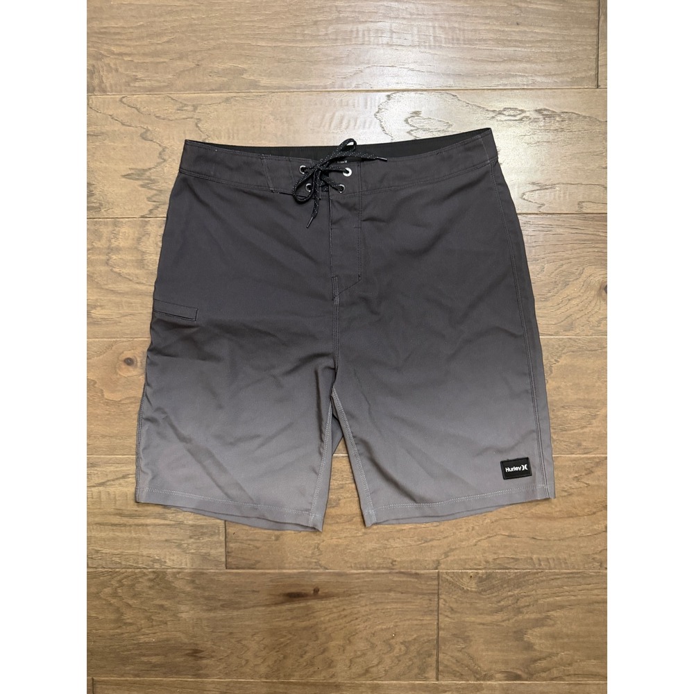 Hurley Board Shorts Mens 30 Grey Polyester Ombre Stretch Swim Trunks Beachwear